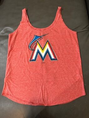 5th & Ocean Red Miami Marlins Logo Tank Top